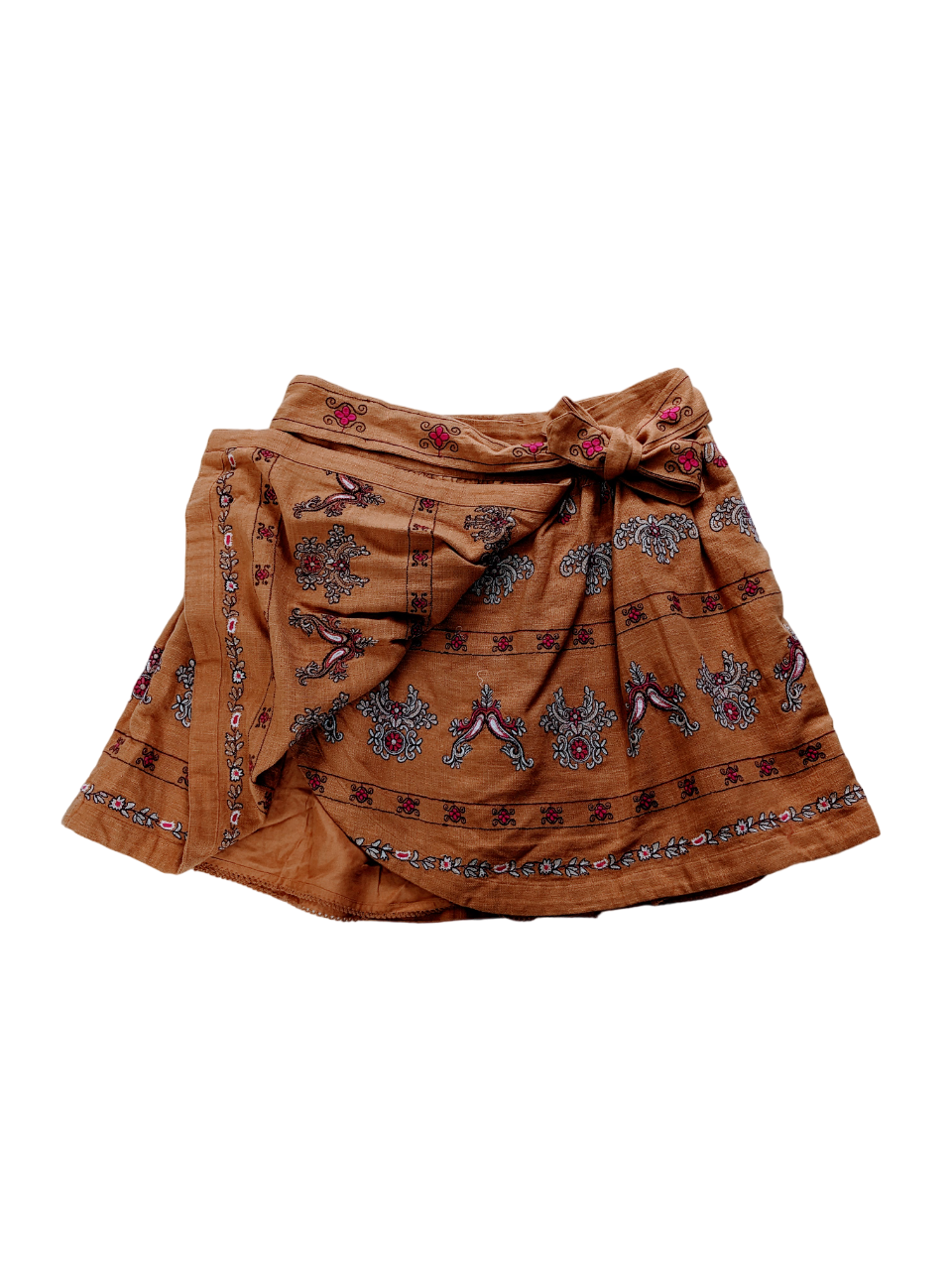 Anthropologie Dark Yellow Embroidered Floral Boho Skirt Size 10