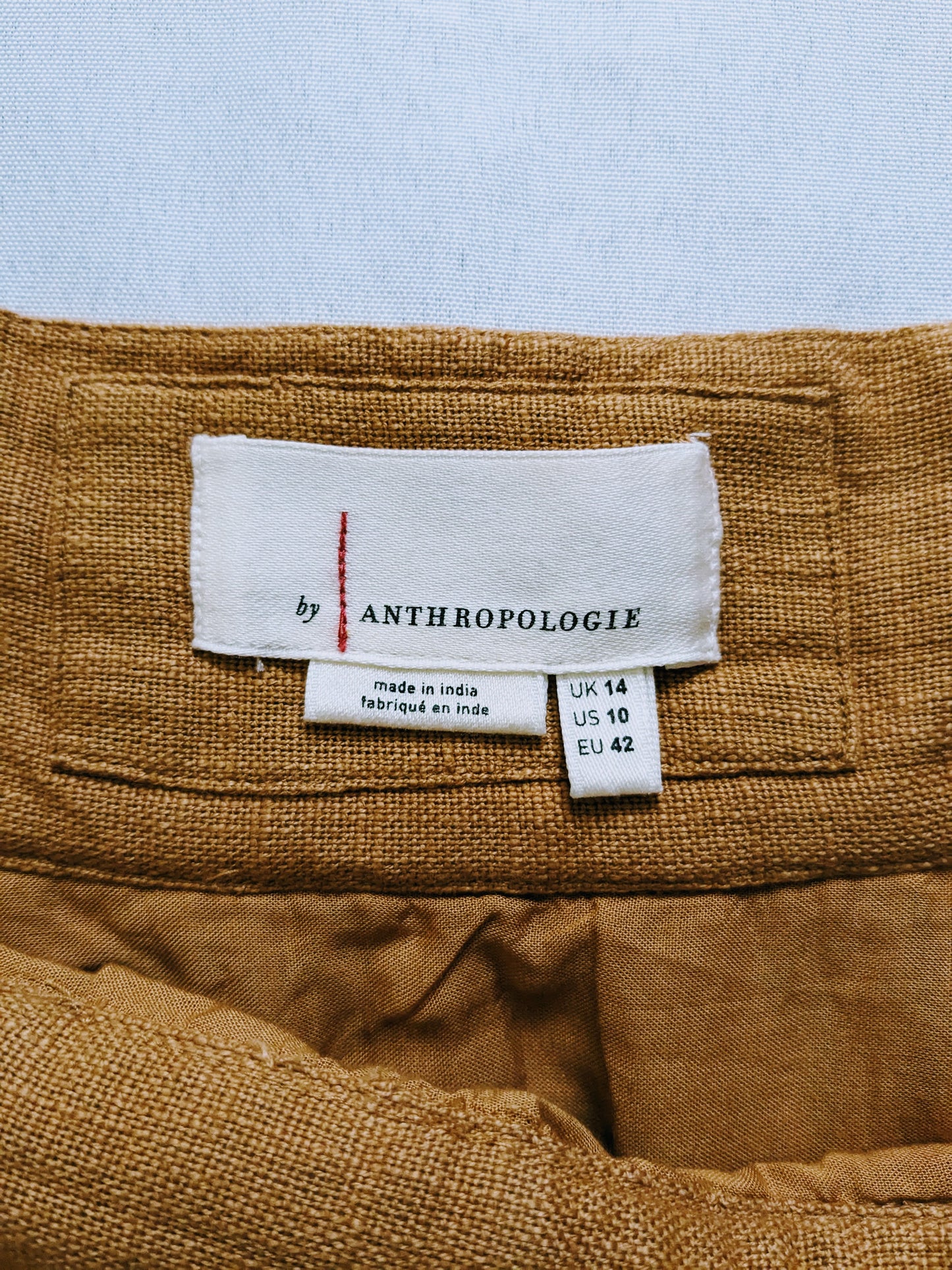 Anthropologie Dark Yellow Embroidered Floral Boho Skirt Size 10