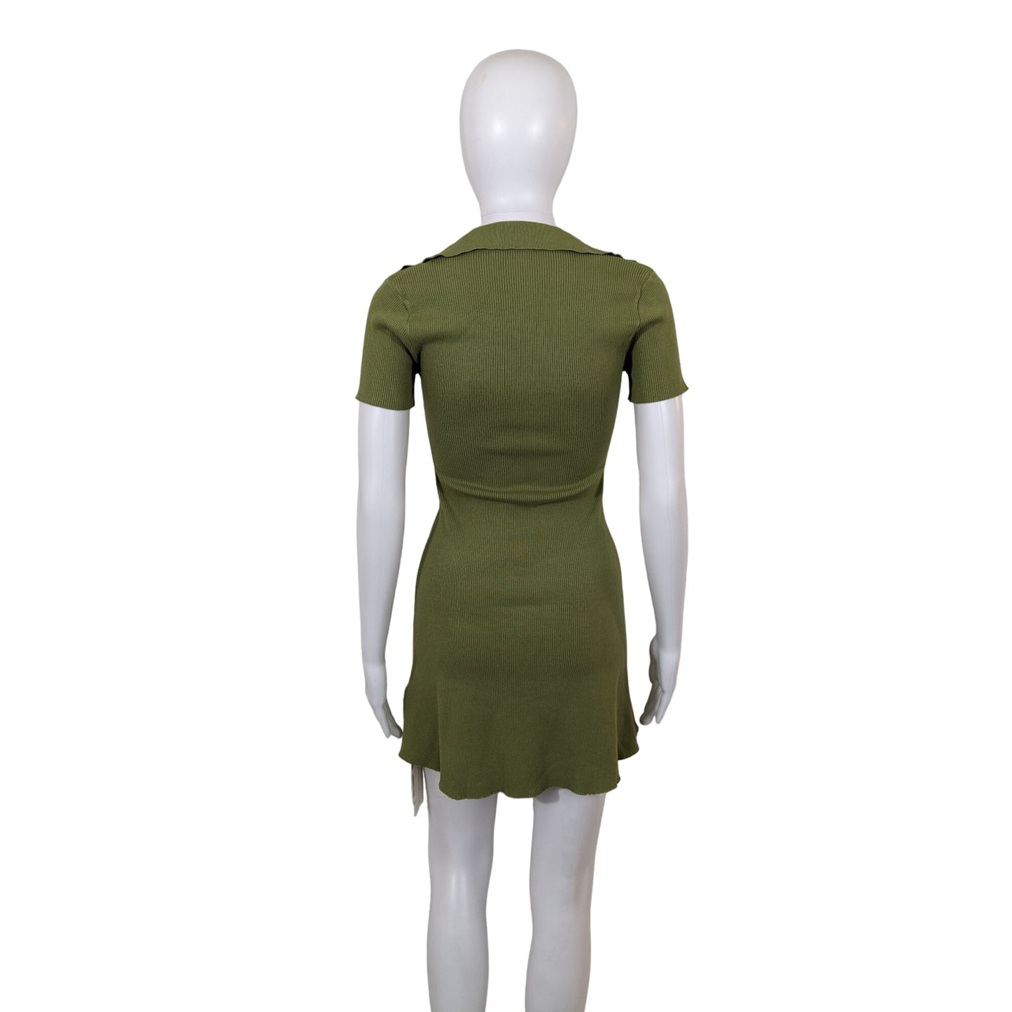 Commense Green Ribbed Stretch Mini Dress Size S