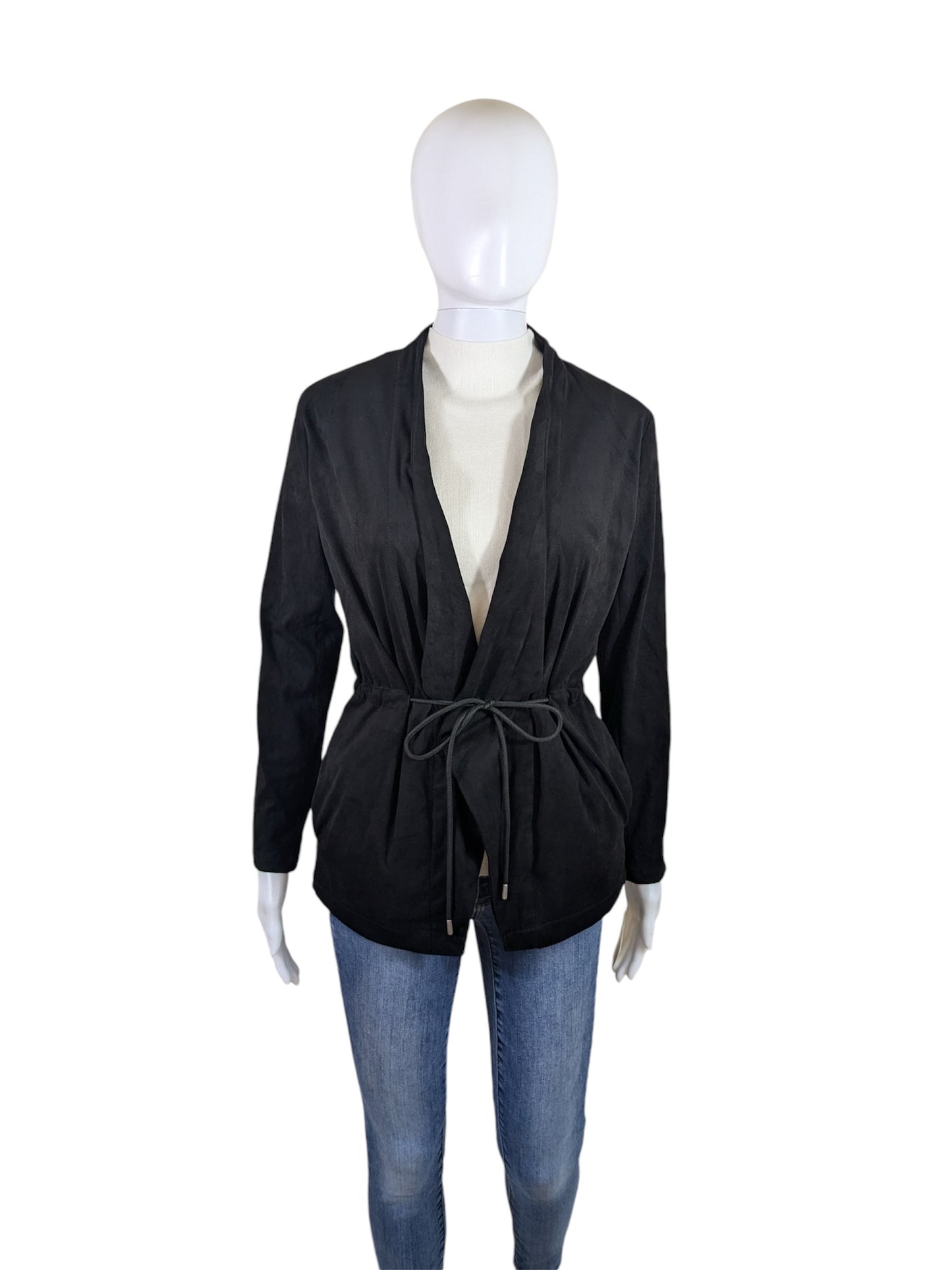 Blank NYC Black Faux Suede Cinched Waist Jacket Size XS