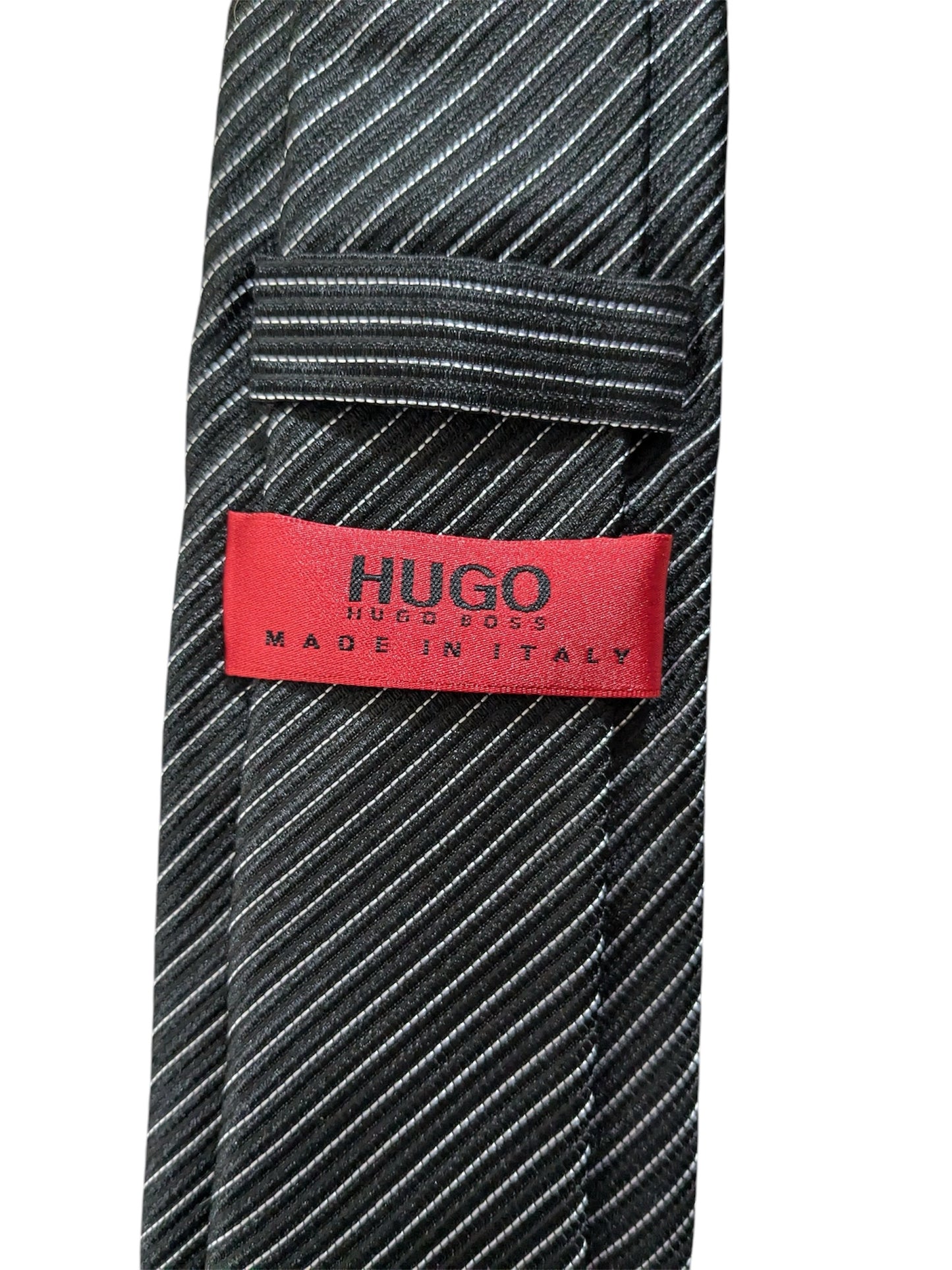 Men’s Hugo Boss Black & White Stripe Skinny Tie