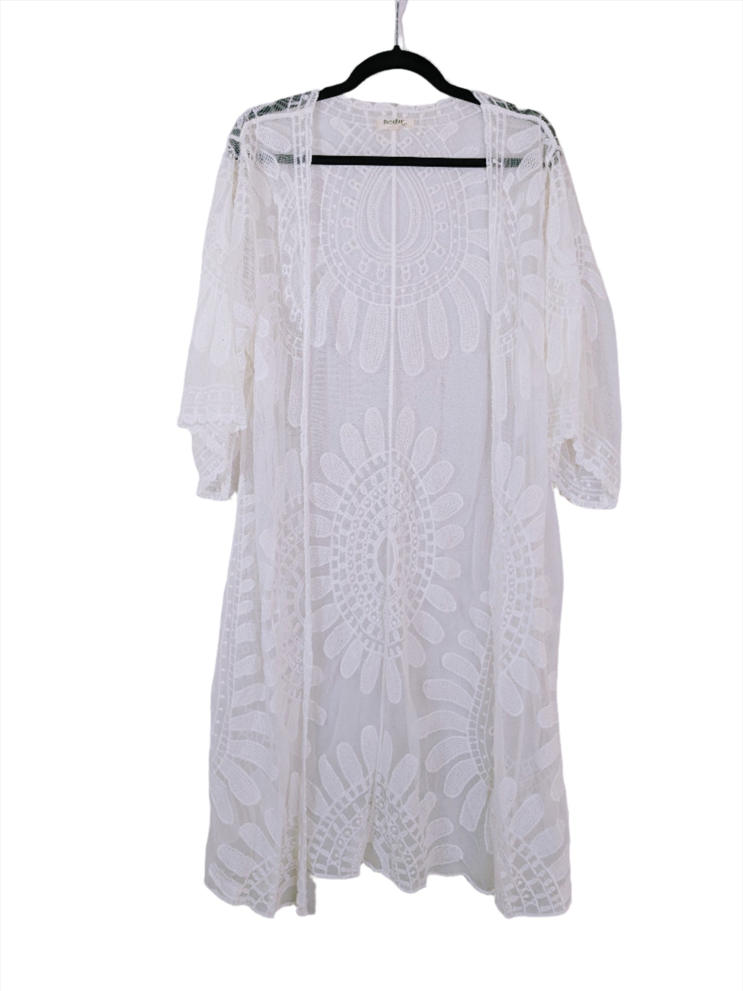 Rebellion Cream Lace Short Sleeve Duster Size L