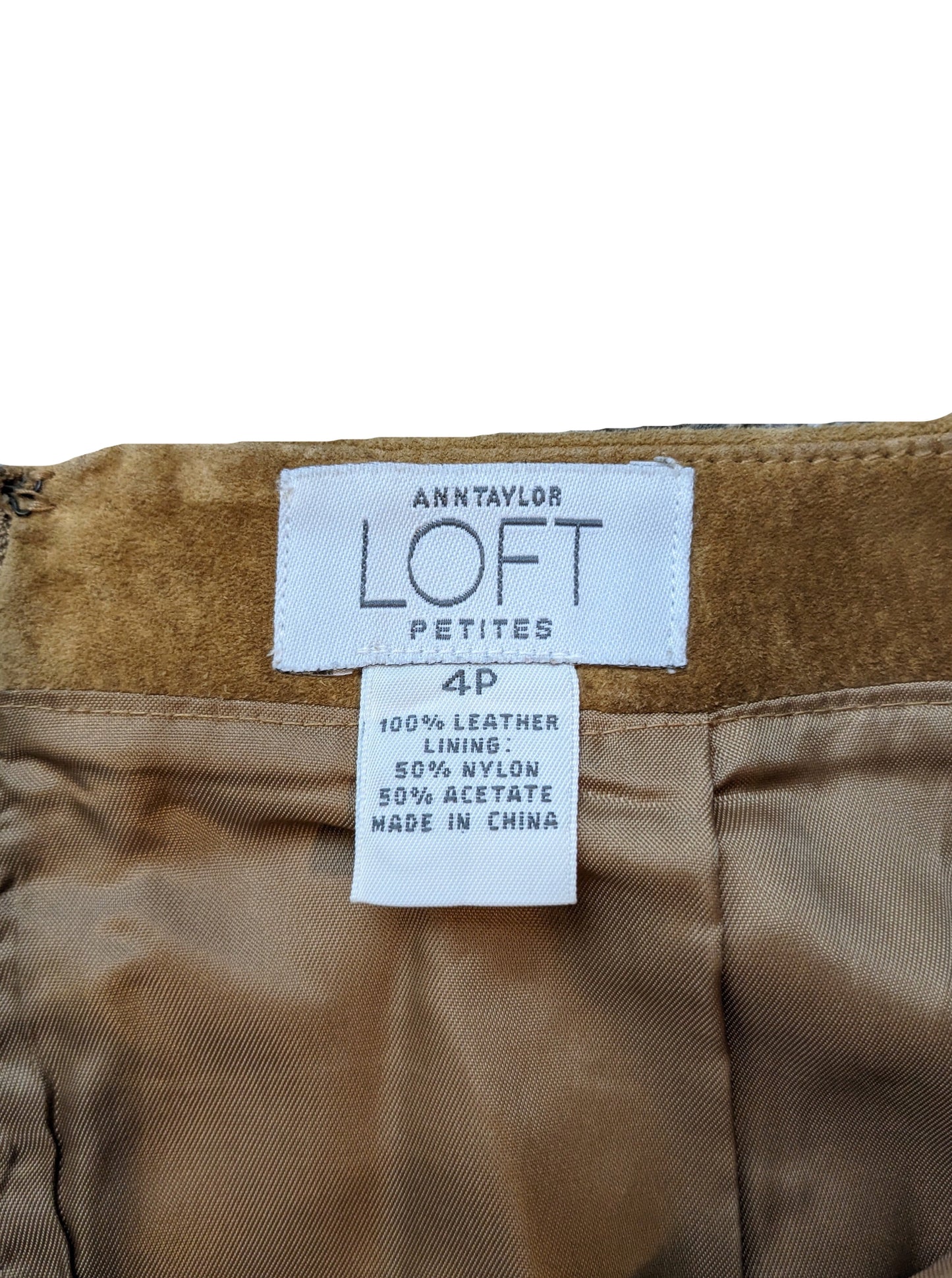 Ann Taylor Loft Camel Brown Suede Skirt Size 4P