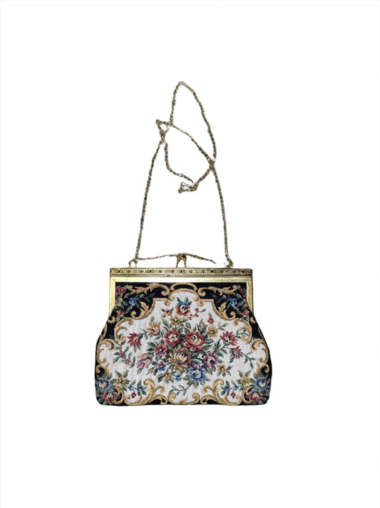 Unbranded Small Floral Purse with Gold Chain