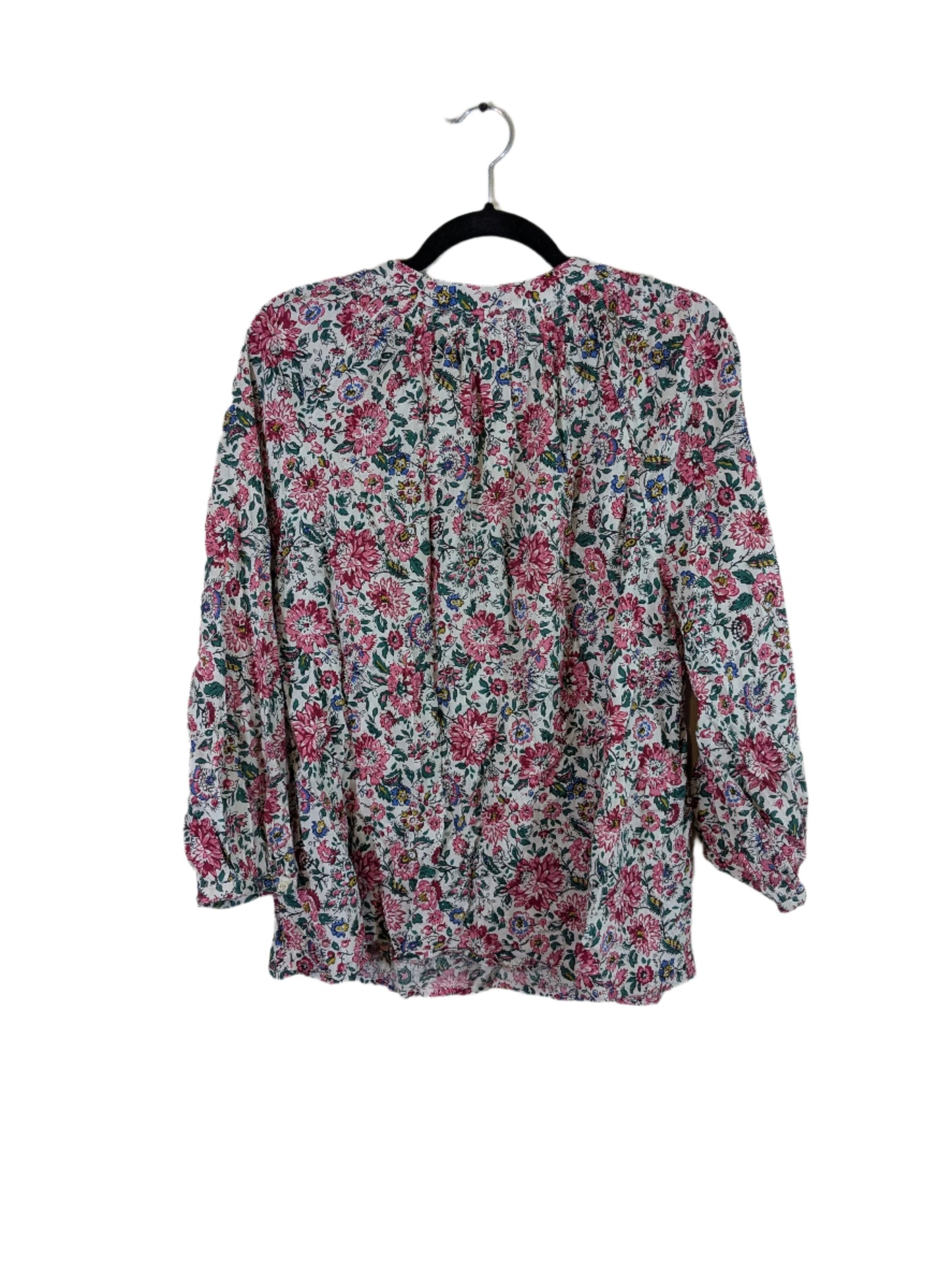 Old Navy Pink & Green Floral Peasant Top Size M