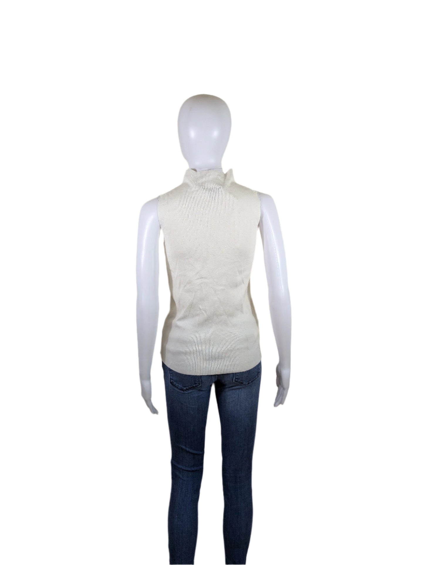 Ann Taylor Off White Sleeveless Mock Neck Sweater Size S