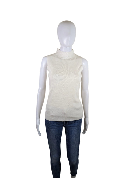 Ann Taylor Off White Sleeveless Mock Neck Sweater Size S