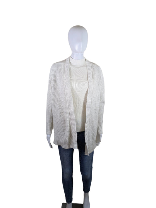 Banana Republic Factory Off White Silver Speckled Cardigan Size S