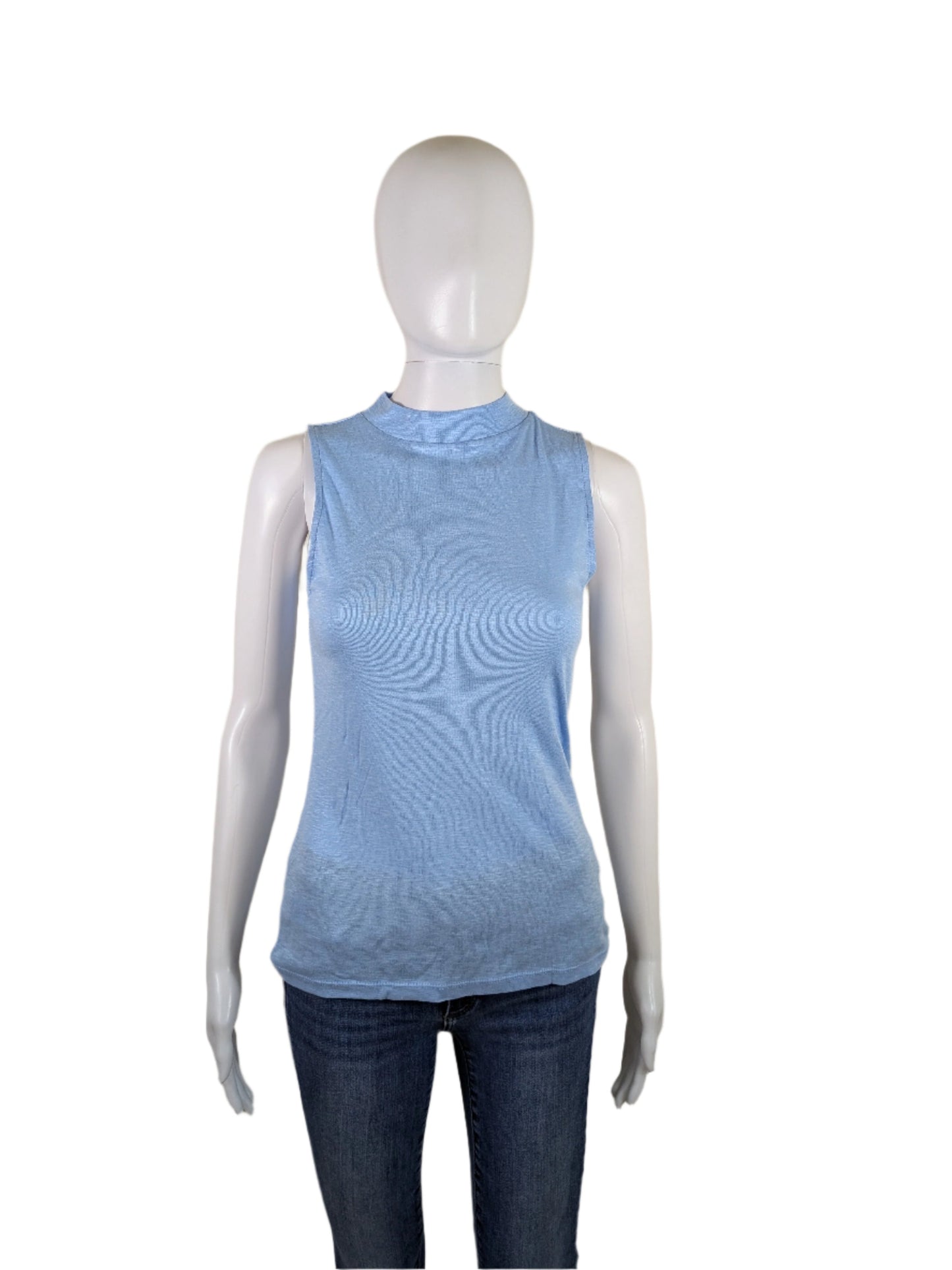 Ann Taylor Light Blue Sleeveless Mock Neck Blouse Size SP