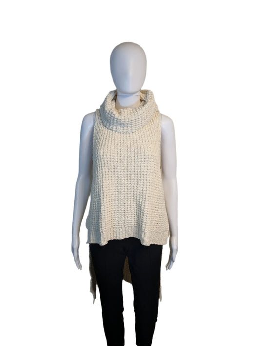 Free People Ivory Turtleneck Sleeveless Sweater Size S