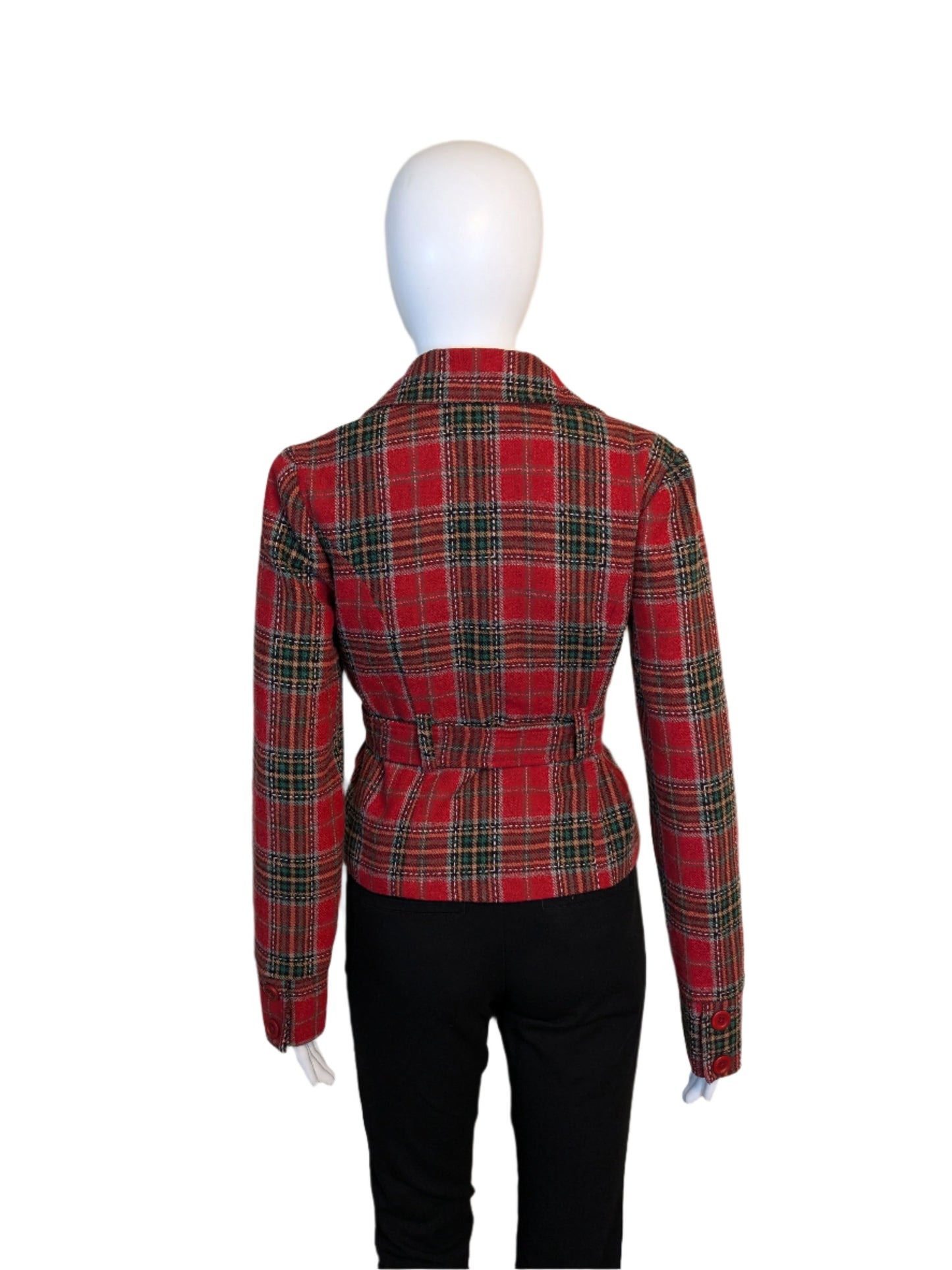 Forever Red & Green Plaid Jacket w/Tie Waist Juniors Size M