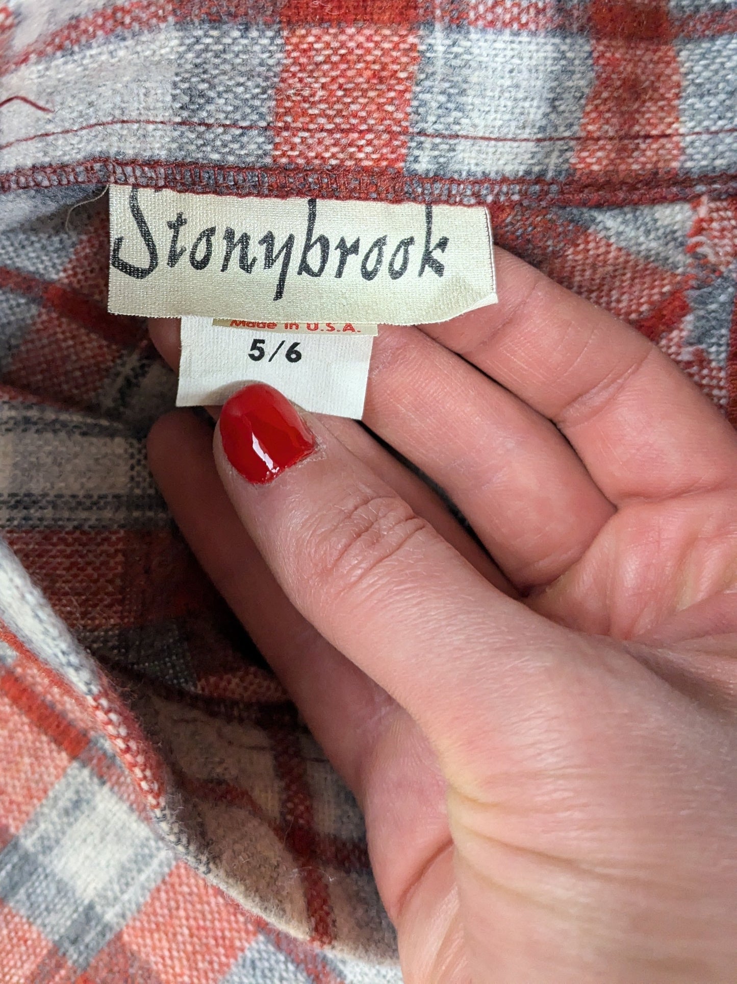 Vintage Stonybrook Red & Gray Wool Plaid Skirt Size XS