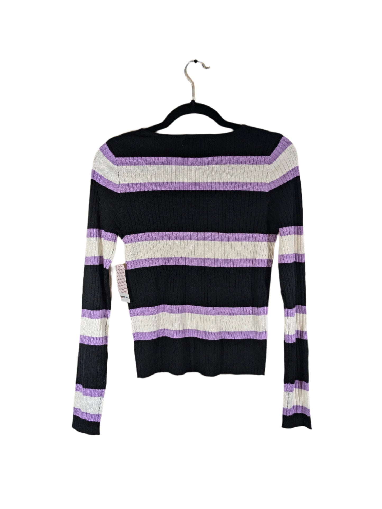 Boutique Purple & Black Striped Ribbed Sweater Top Multiple Sizes