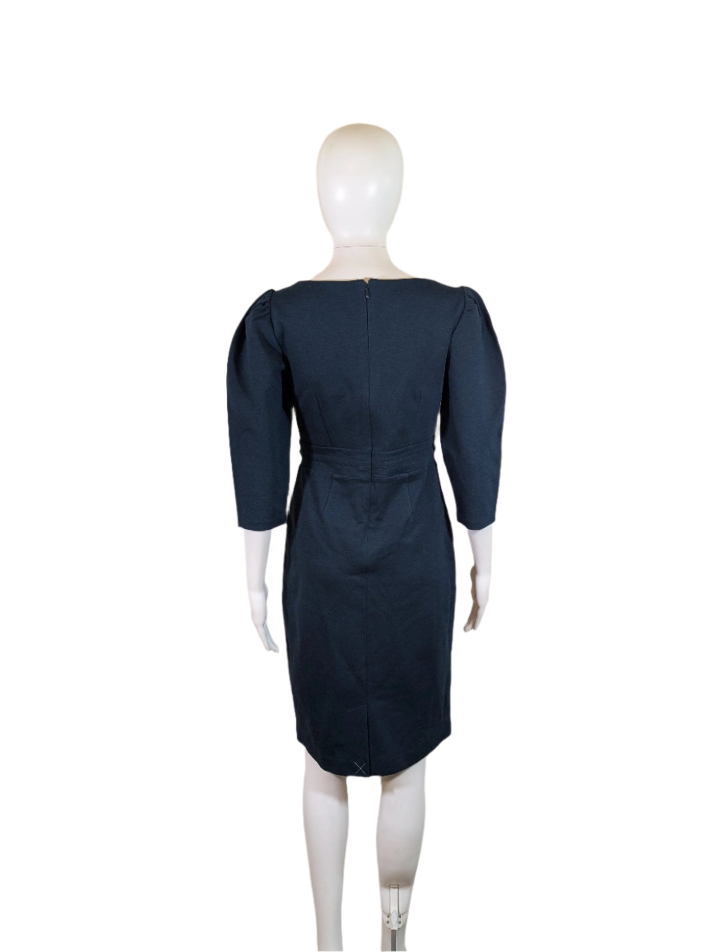 Ann Taylor Navy Blue Fitted Knee Length Dress Size 0