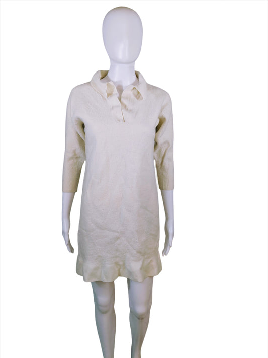 The Group Babaton Ivory Wool Short Dress Size M