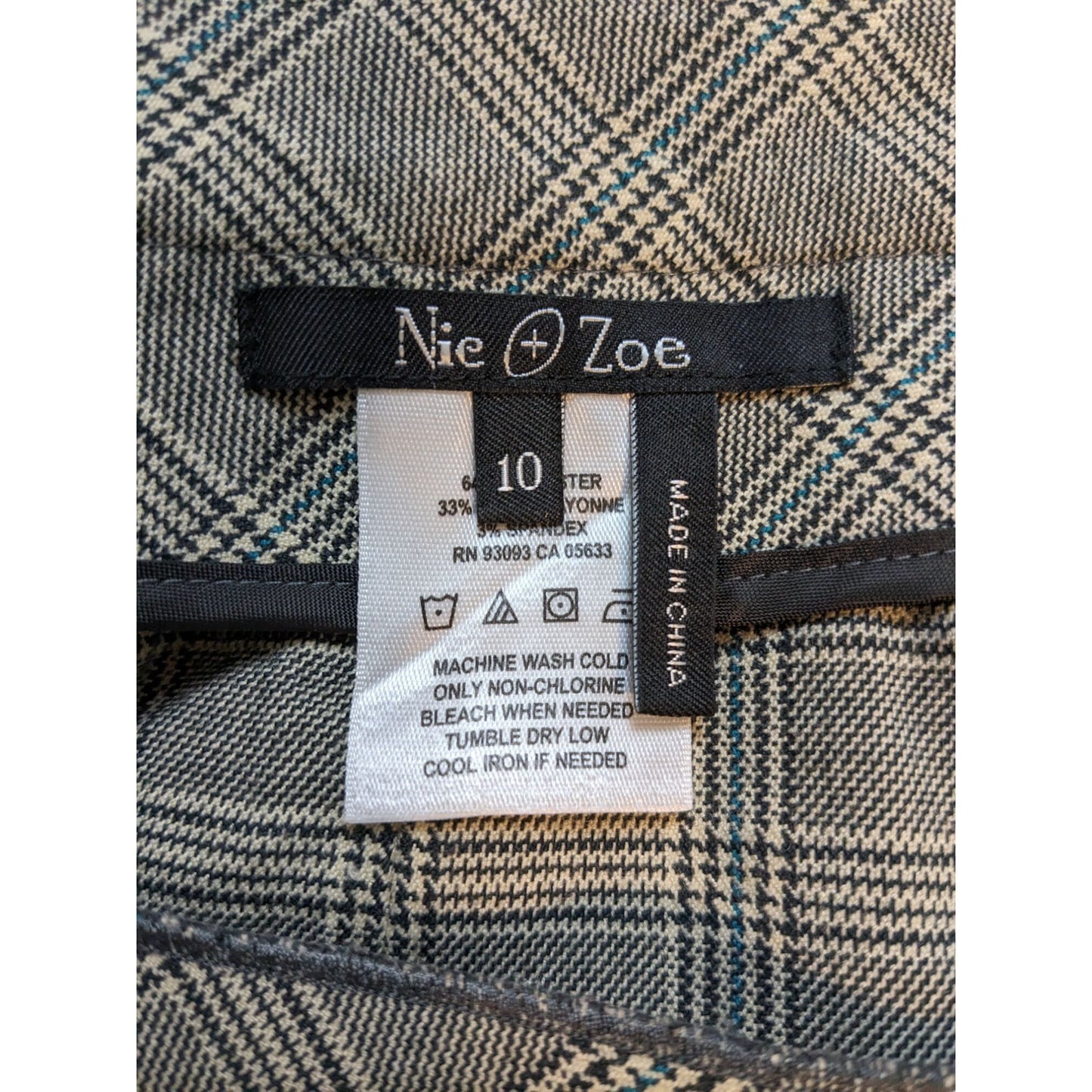 Nic + Zoe Cream and Brown Houndstooth Skirt Size 10