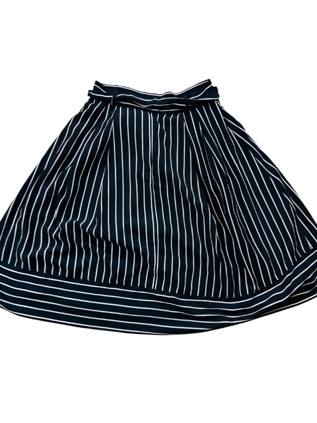 Esley Navy Blue & White Striped Midi Skirt Size M