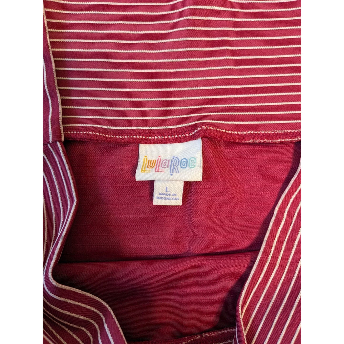 LuLaRoe Red & White Striped Pencil Skirt Size L