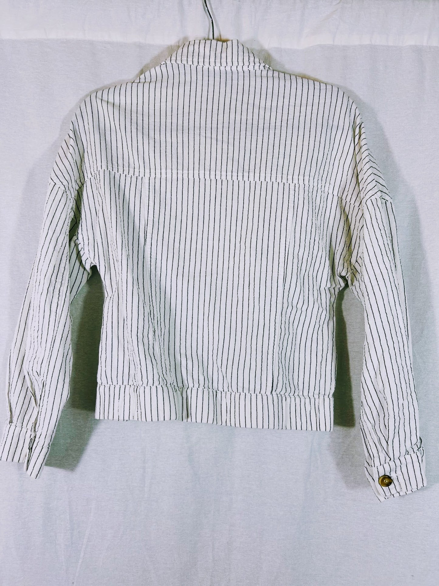 Miss Love White & Black Striped Button Down Top Size S