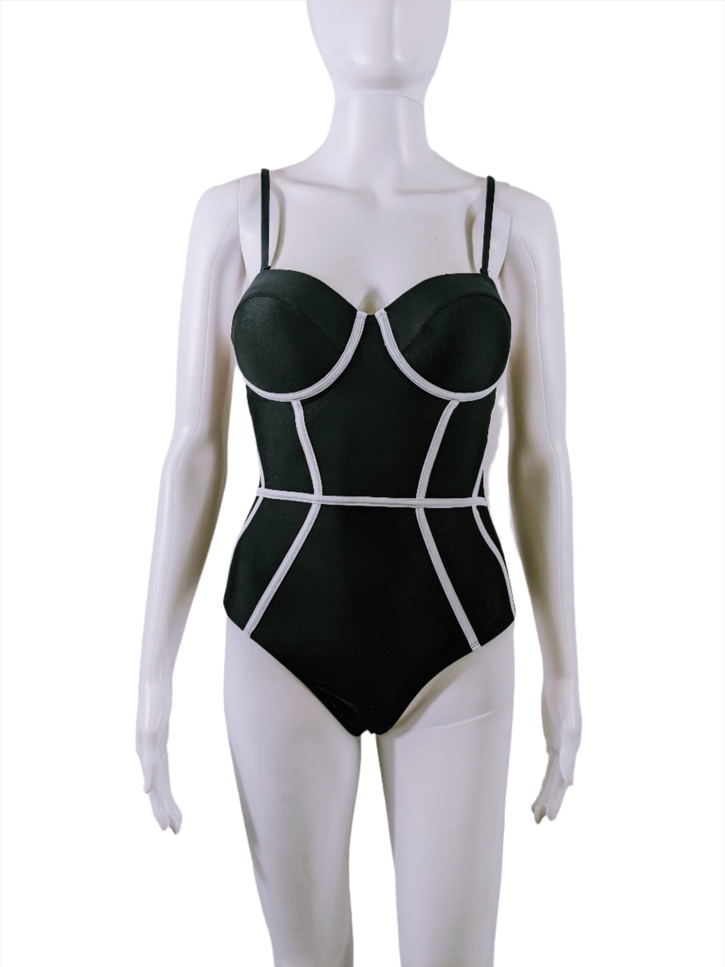 Cider Black & White Vintage Inspired Swimsuit Size S