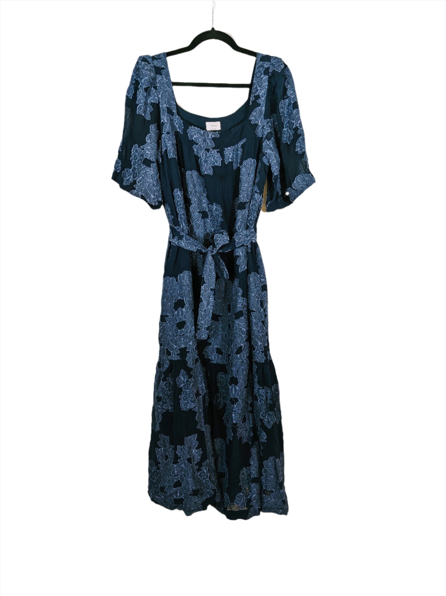 Wilfred Navy Blue Floral Square Neck Dress Size L