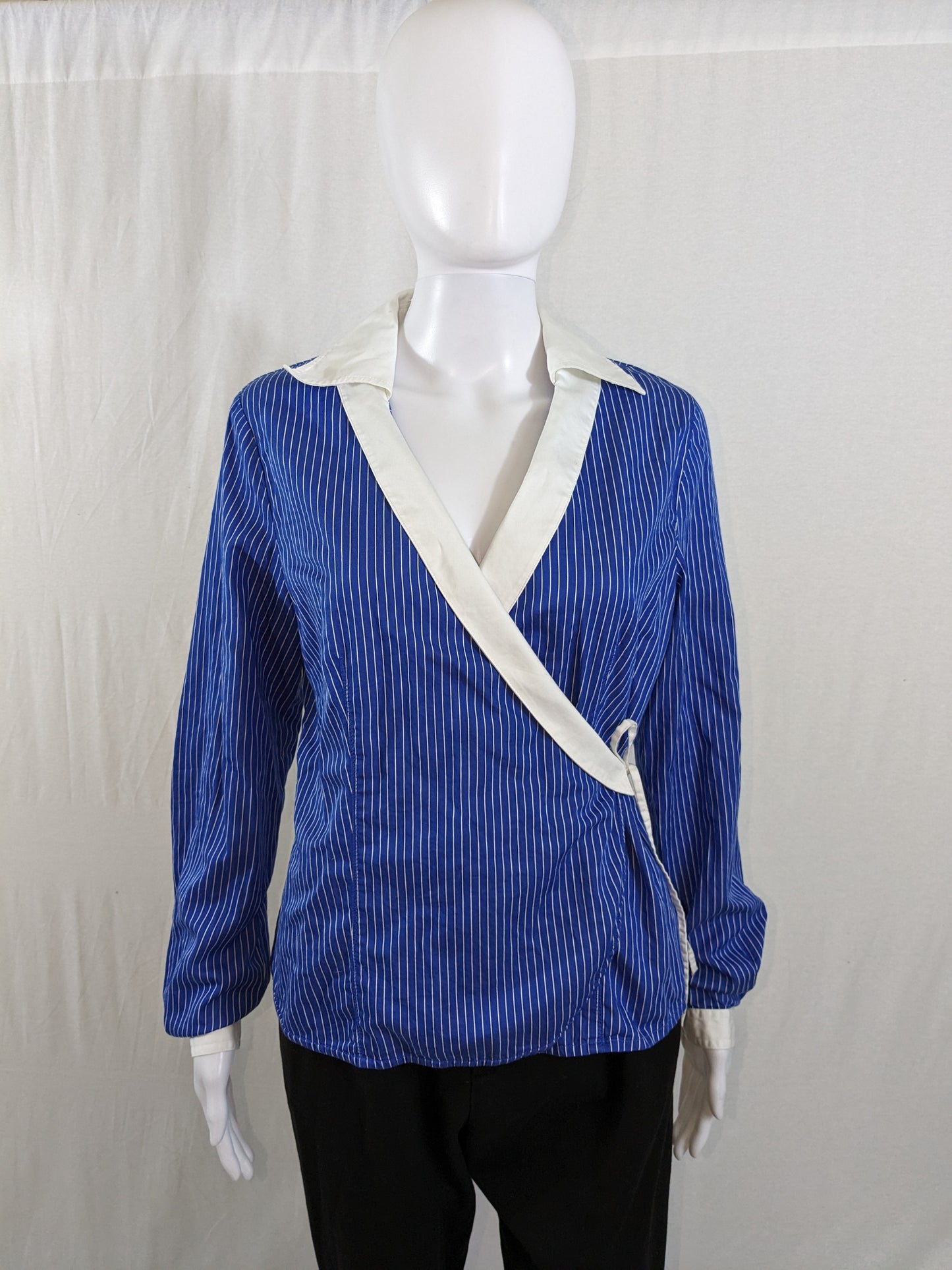 Jones New York Striped Wrap Top Size M